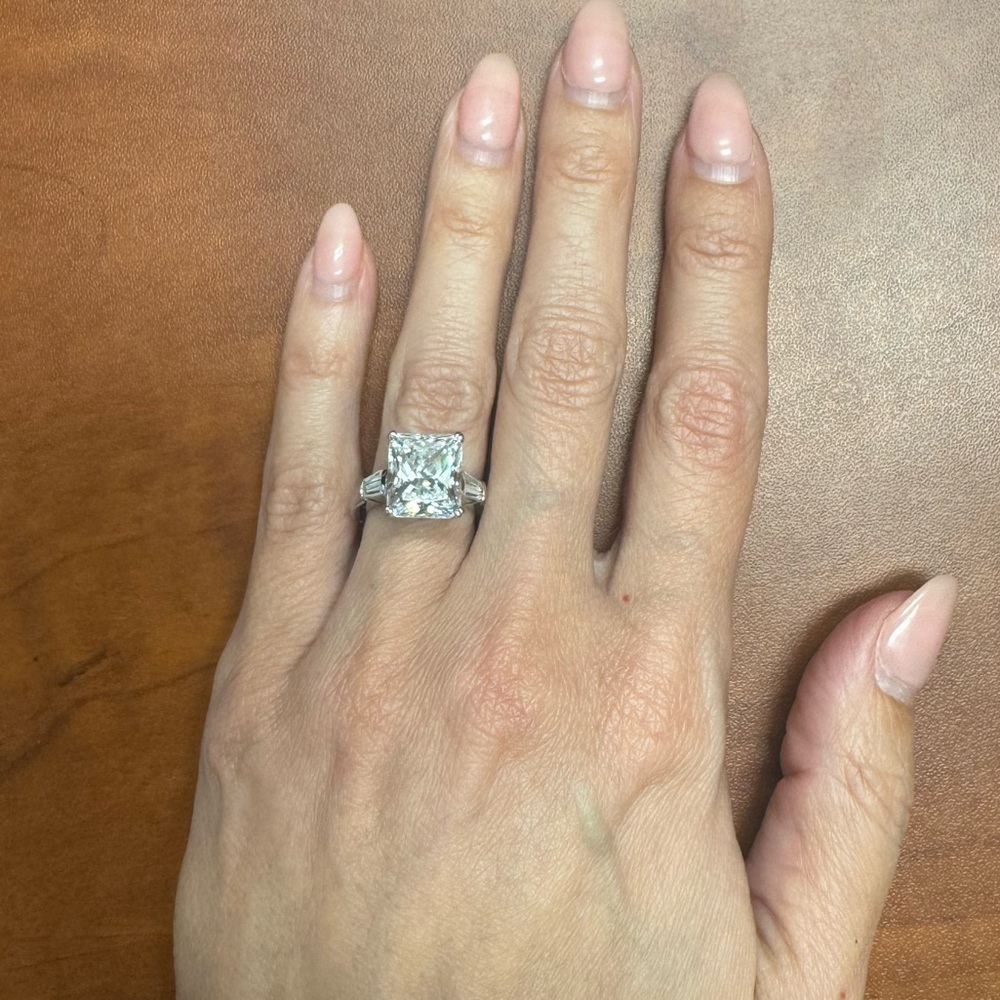 Cubic Zirconia ring. CZ 6 carat Radiant cut. Ring size 4.5